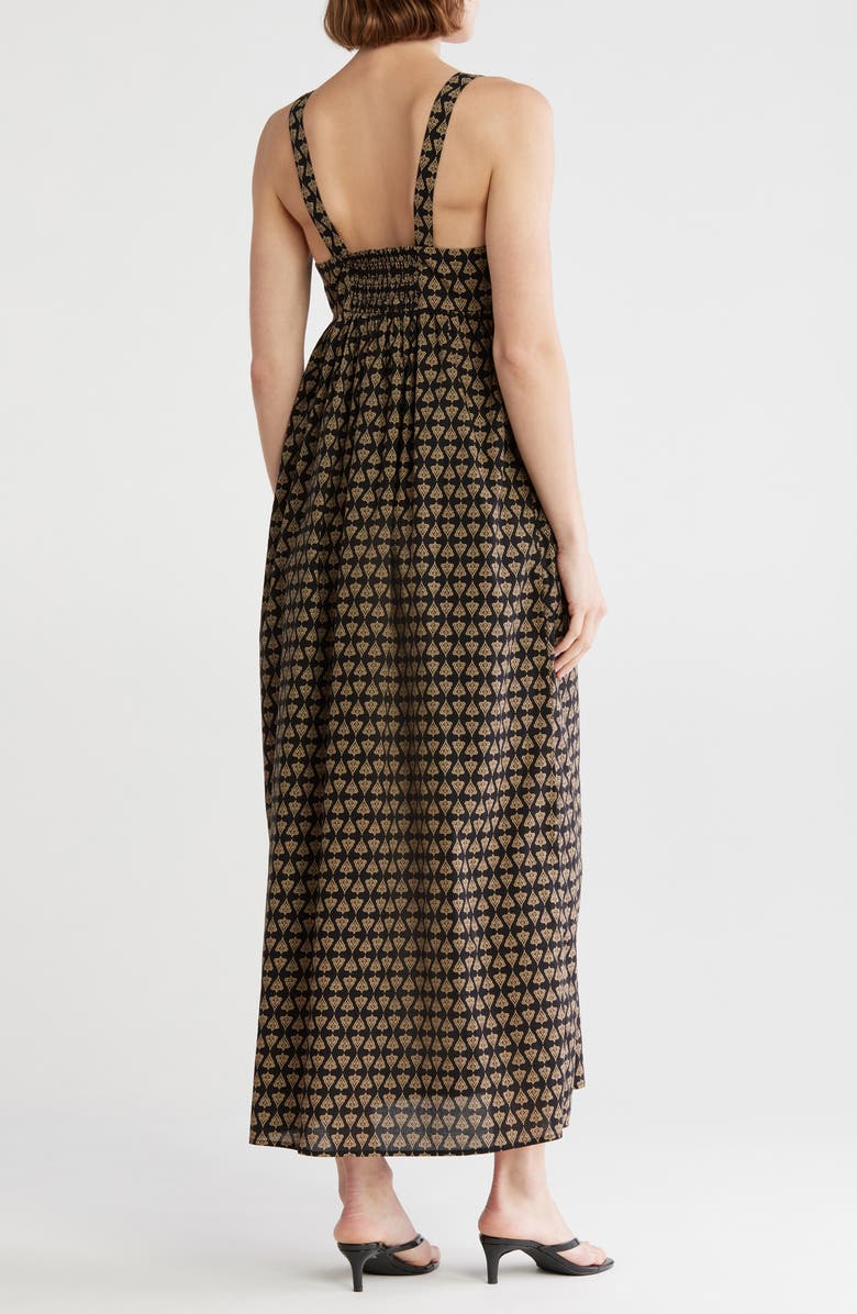 Melrose and Market Square Neck Maxi Dress, Alternate, color, Black- Tan Grace Foulard