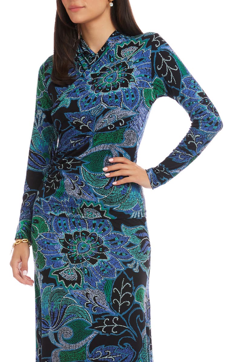 Karen Kane Dotted Floral Crossover Rib Top, Alternate, color, Print