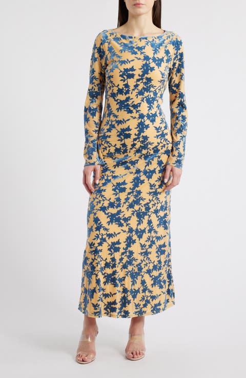 Burnout Long Sleeve Maxi Dress