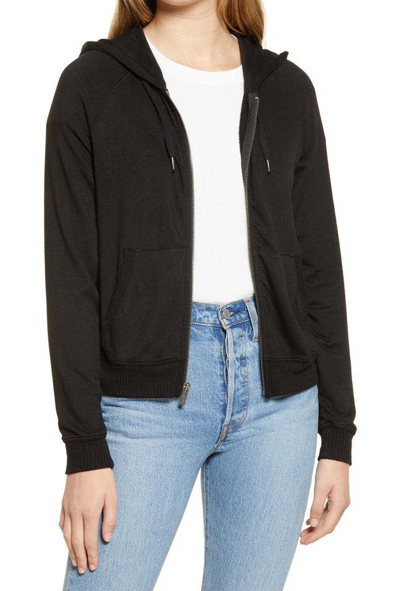 Zip-Up Hoodie, Main, color, BLACK