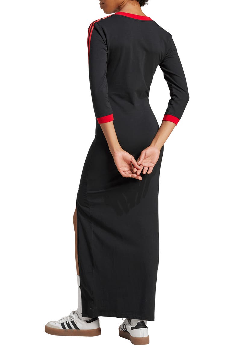 adicolor classics 3-stripes maxi dress (Women) The soft cotton blend single jersey fabric allows for effortless comfort in a dress thats cut to hug the body adidas Originals Women's Adicolor Classics