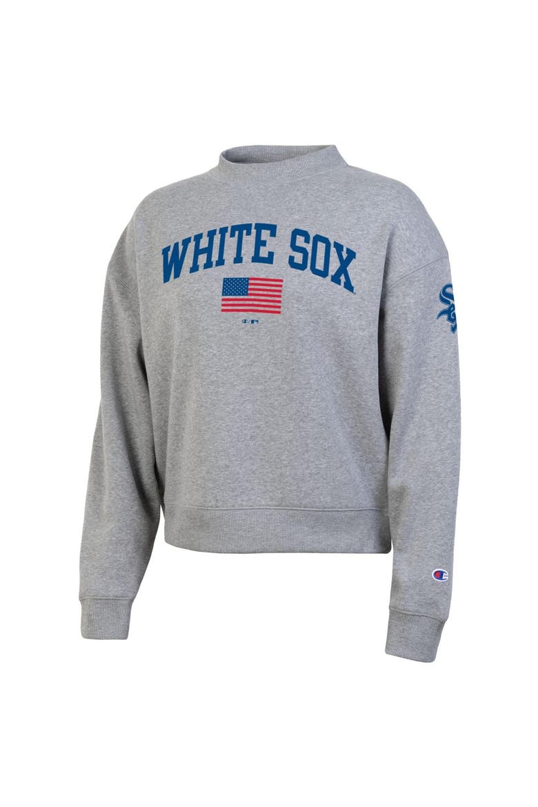 Women's Champion  Heather Gray Chicago White Sox Americana Triumph Fleece Tri-Blend Sweatshirt, Alternate, color, Heather Gray
