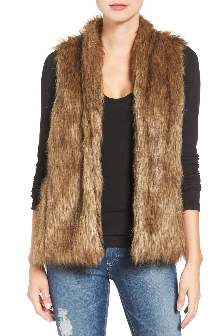 Faux Fur Vest, Main, color, TAN BROWN FAUX FUR
