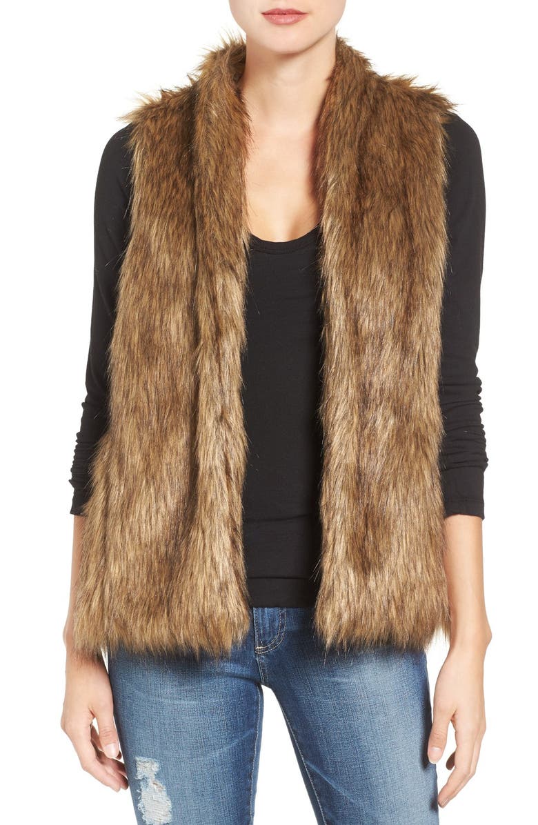 Hinge Faux Fur Vest, Main, color,