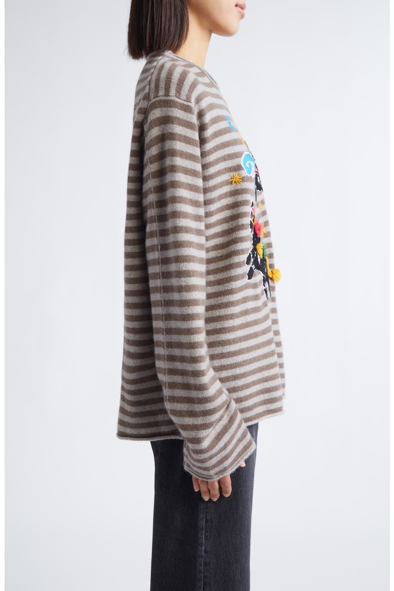 Lunar New Year Horse Embroidered Roll Neck Lambswool Sweater, Alternate, color, WARM GREY