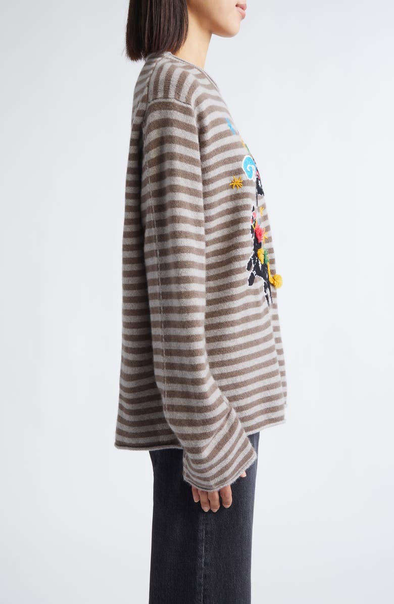 YanYan Horse Embroidered Roll Neck Lambswool Sweater, Alternate, color, Warm Grey