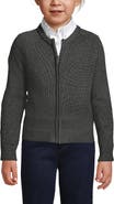 Lands' End School Uniform Girls Cotton Modal Zip-front Cardigan Sweater