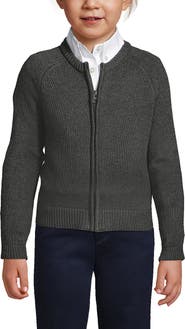 Lands' End School Uniform Girls Cotton Modal Zip-front Cardigan Sweater