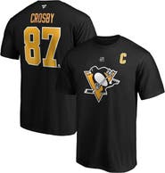 FANATICS Men's Fanatics Branded Sidney Crosby Black Pittsburgh Penguins Team Authentic Stack Name & Number T-Shirt