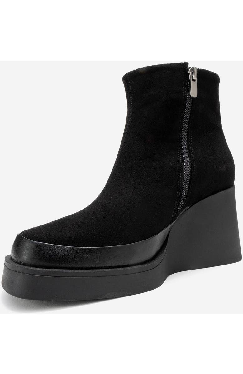 Forever & Always Shoes Livia Leather Wedge Boot, Alternate, color, Black