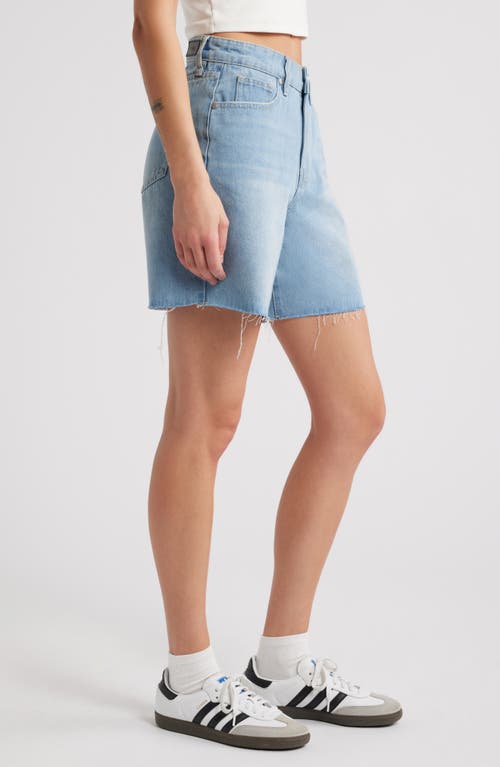 Ptcl Remi High Waist Cuf Off Denim Shorts In Faded Indigo