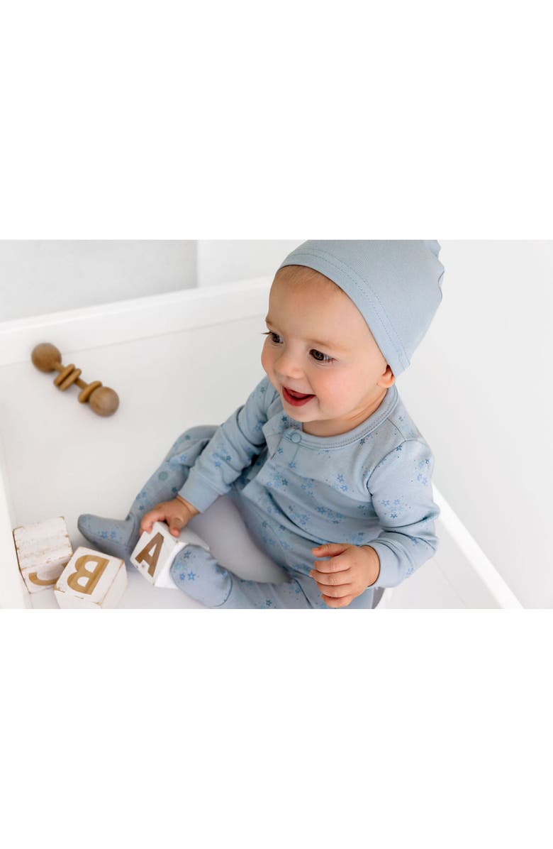 Pouf Star Print Footie, Alternate, color, Ice Blue