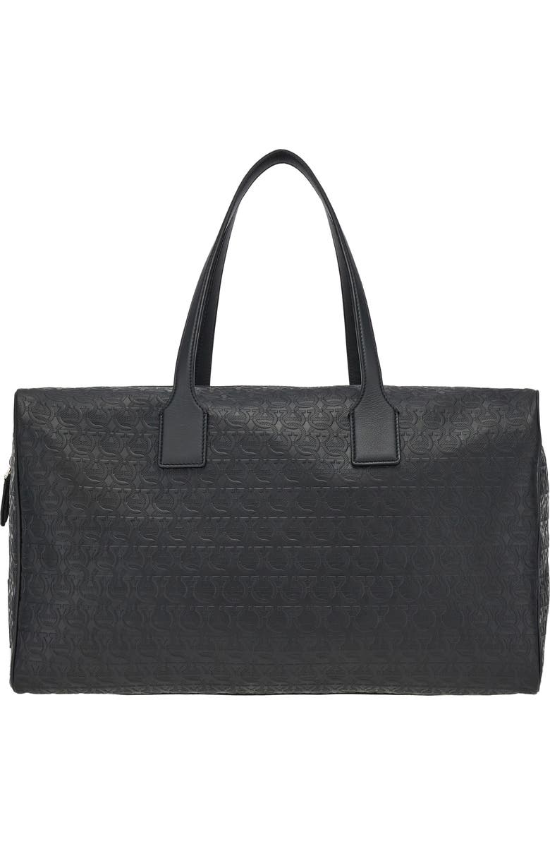 FERRAGAMO Travel Logo Embossed Leather Duffle Bag, Main, color,