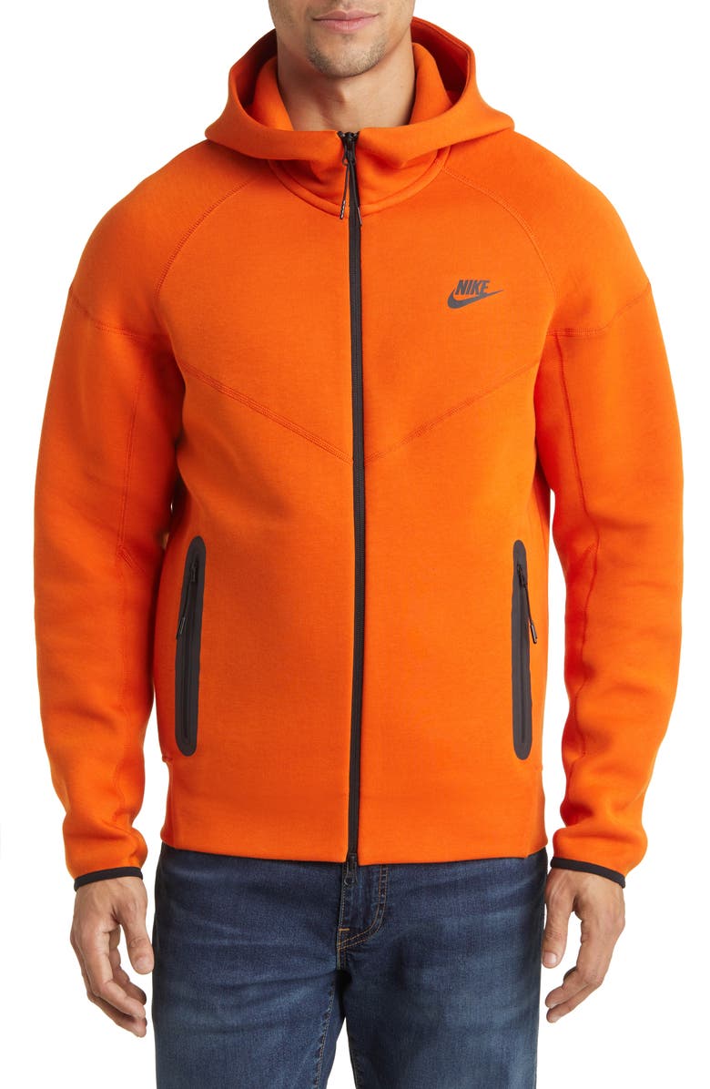 Nike Tech Fleece Windrunner Zip Hoodie, Main, color, Campfire Orange/ Black