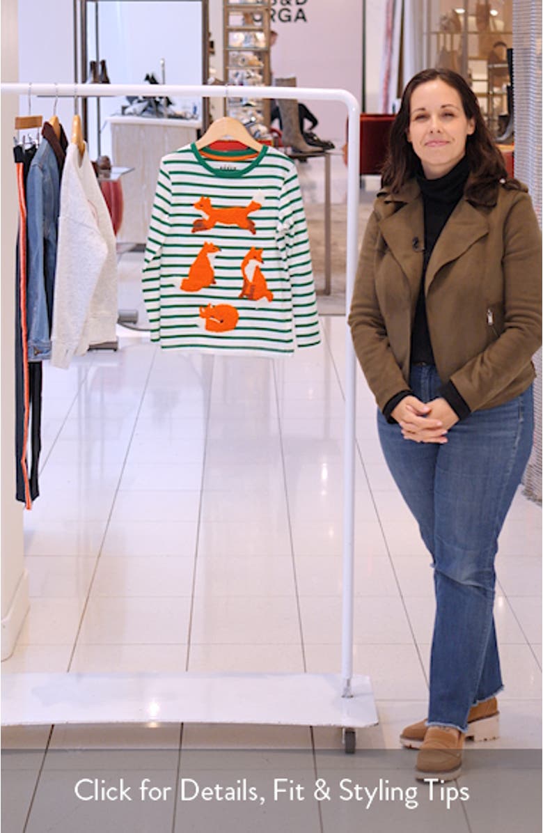 Kids' Stripe Bouclé Fox Long Sleeve T-Shirt, sales video thumbnail