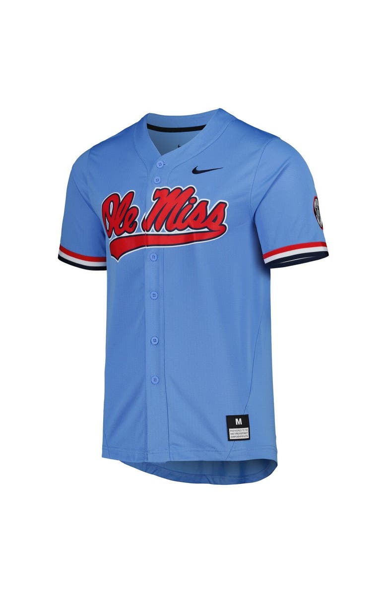 Nike Men's Nike Powder Blue Ole Miss Rebels Full-Button Replica Baseball Jersey, Alternate, color, 