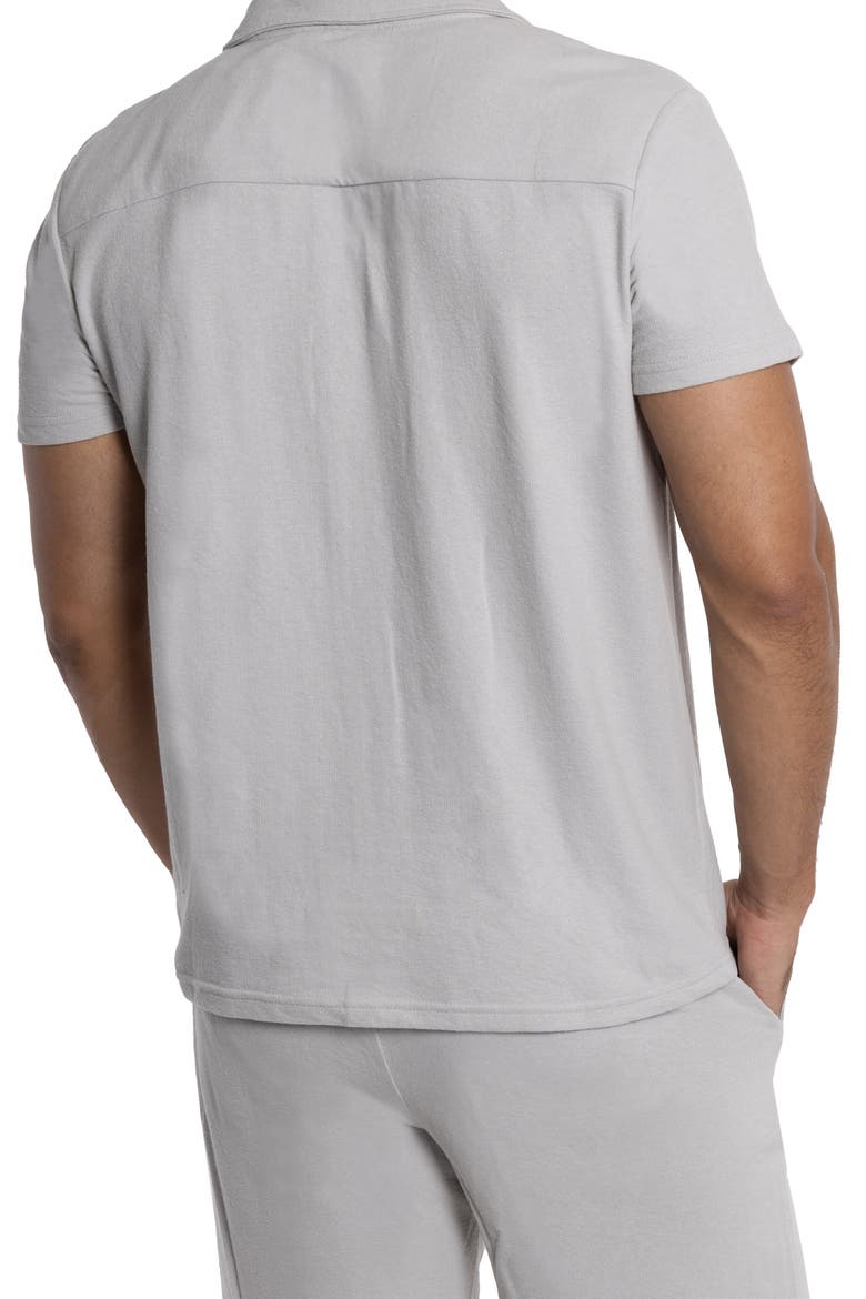 Relaxed Cotton & Hemp Button-Down Polo, Alternate, color, GRAY