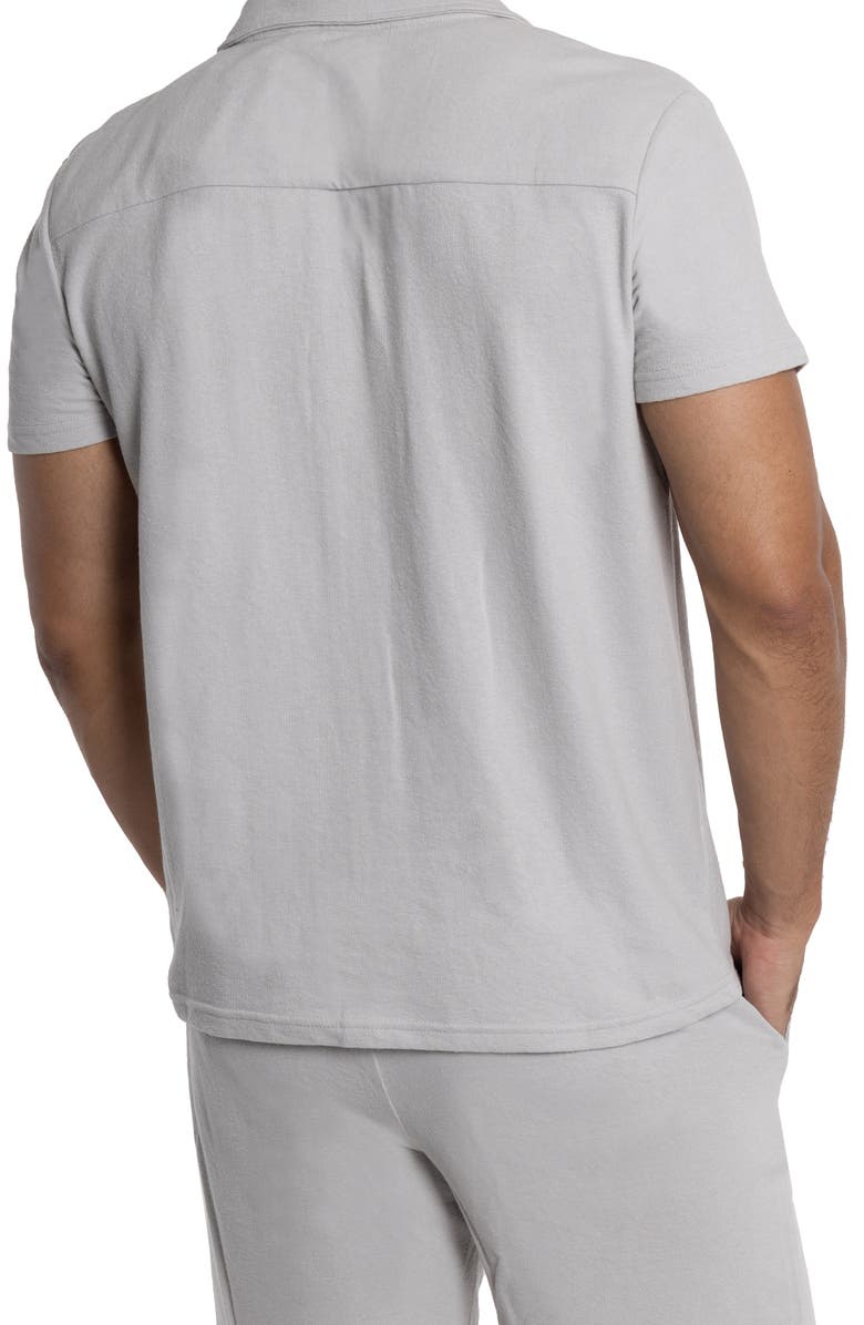 Spring + Mercer Relaxed Cotton & Hemp Button-Down Polo, Alternate, color, Gray