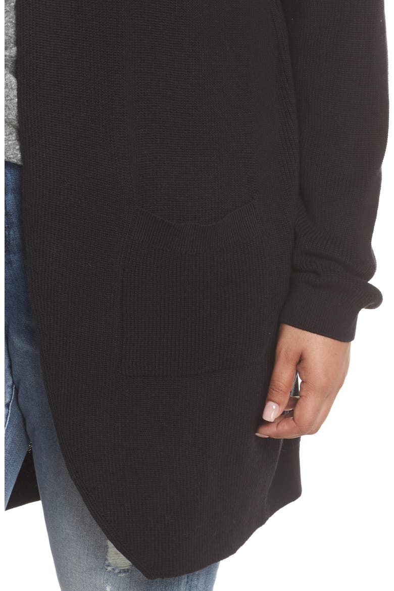 Stitch Curve Hem Cardigan(Plus Size), Alternate, color, BLACK