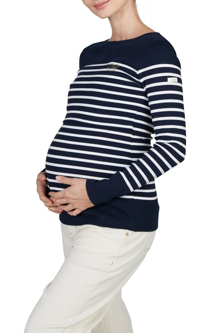 Benodet Maternity and nursing sailor shirt, Main, color, MARINE/ WHITE