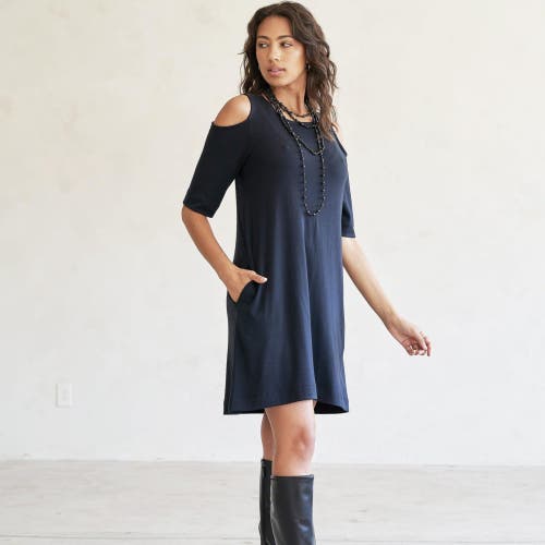Eavolu Caspian Cold-shoulder Tunic/dress In Slate