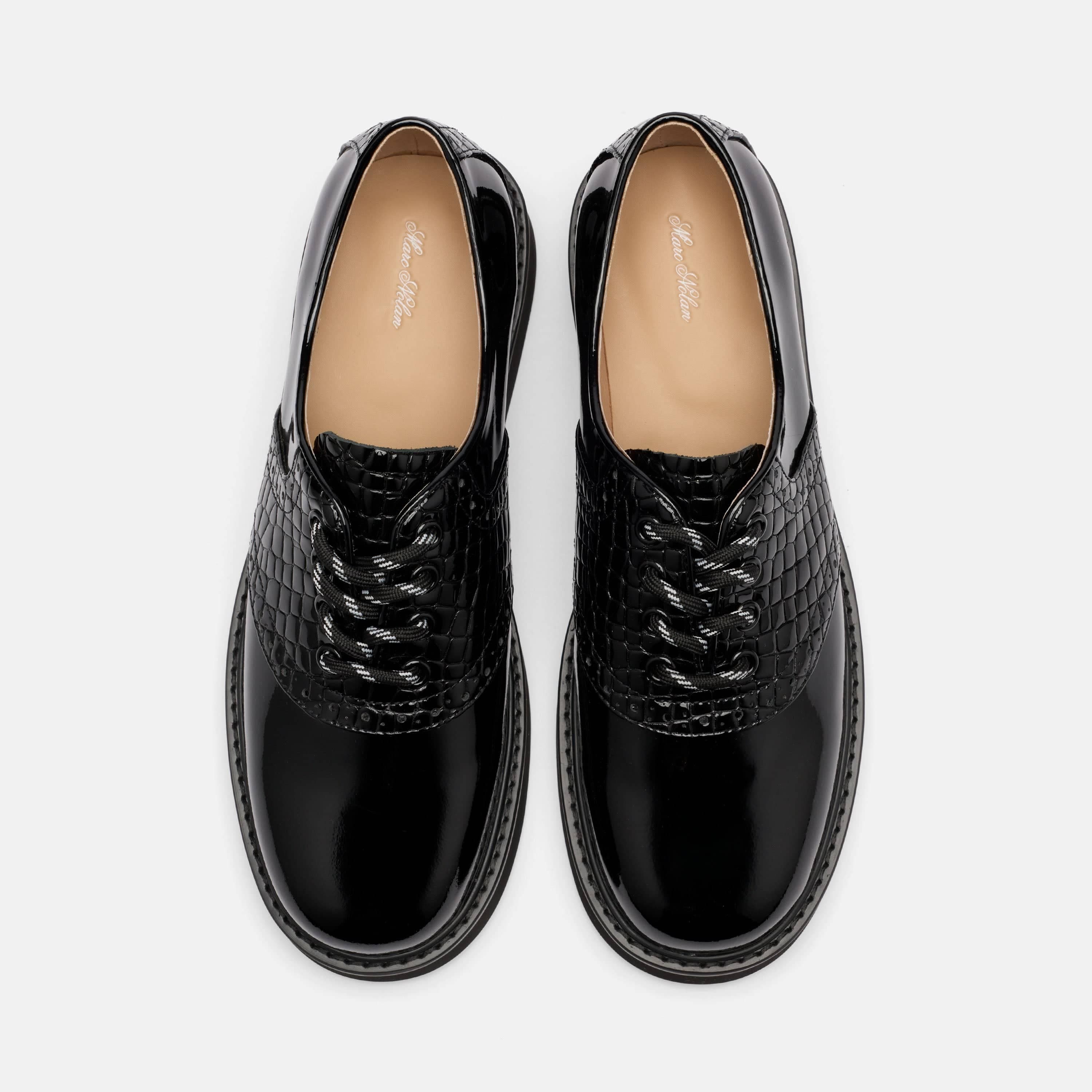 MARC NOLAN Demi Calf Leather Lug Oxfords, Alternate, color, Black