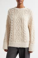 Vince Oversize Bouclé Wool & Alpaca Blend Crewneck Sweater