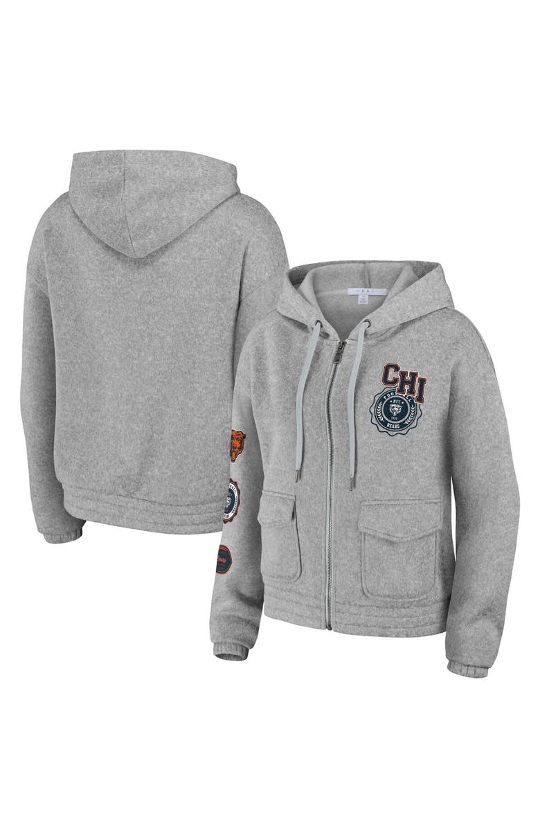 WEAR by Erin Andrews Women's WEAR by Erin Andrews Heather Gray Chicago Bears Full-Zip Hoodie, Main, color, 