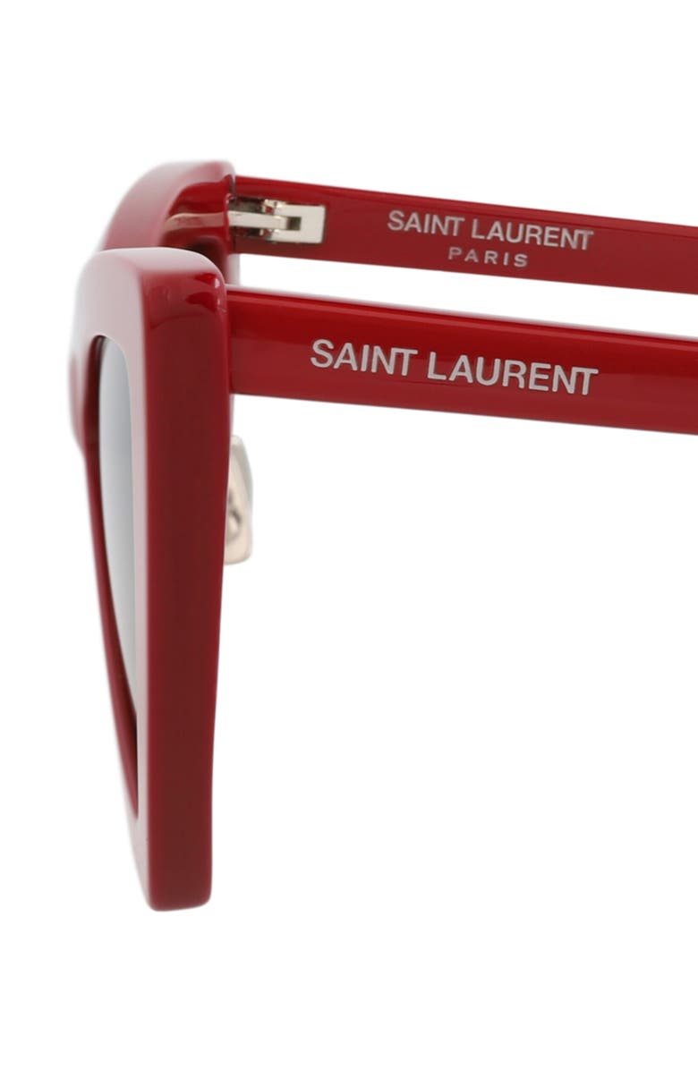 Saint Laurent 53mm Polarized Cat Eye Sunglasses, Alternate, color, Red Red Grey