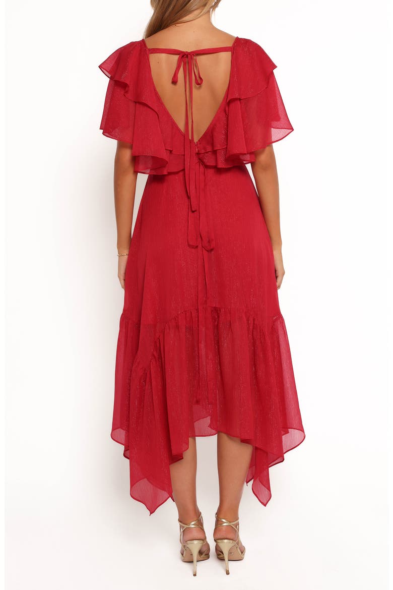 Merida Ruffle Short Sleeve Midi Dress, Alternate, color, RED