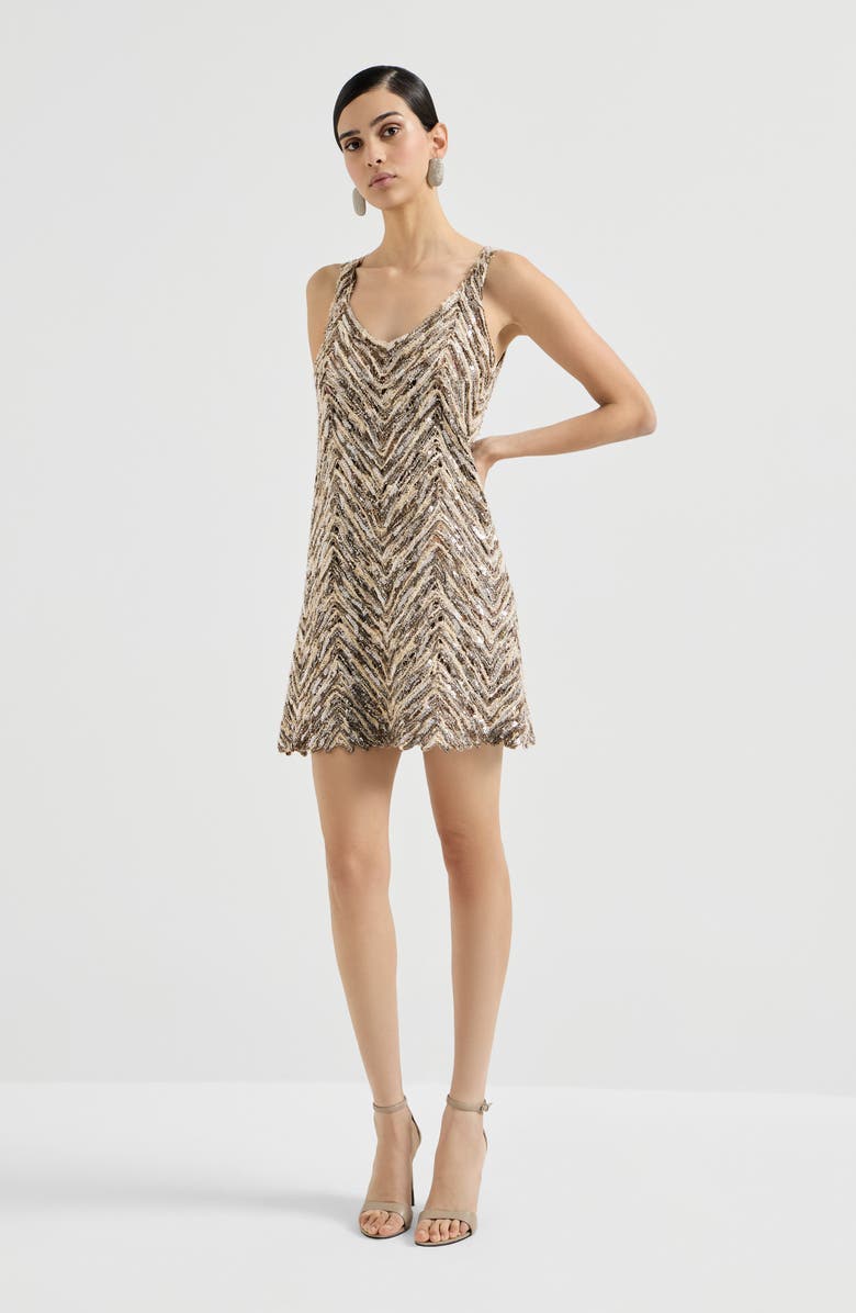Brunello Cucinelli Dazzling Embroidery dress, Main, color, Brown