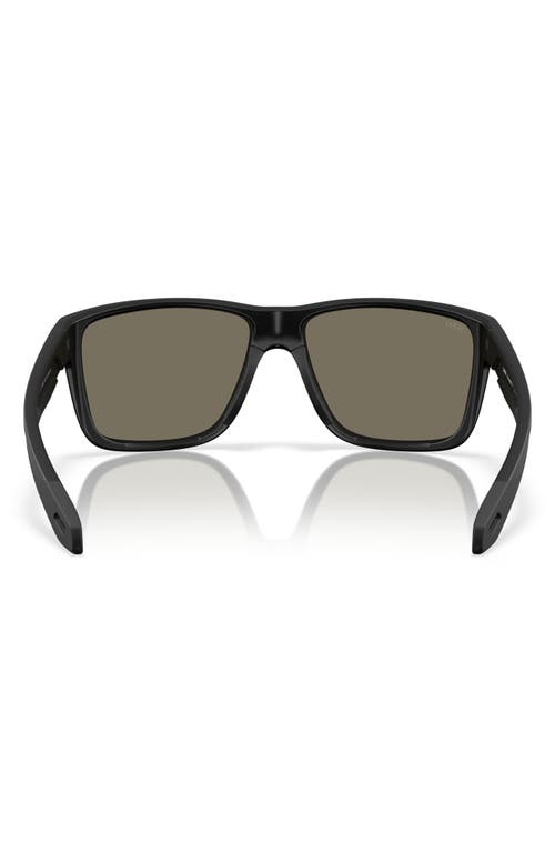Costa Del Mar Broadbill Ii 58mm Polarized Rectangular Sunglasses In Matte Black/blue Mirror 580g