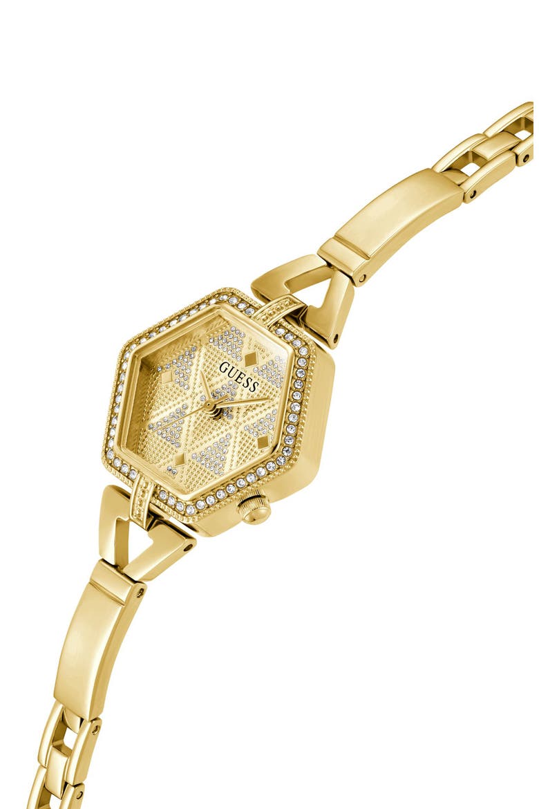 Audrey Pavé Crystal Hexagonal Goldtone Bracelet Watch, 28mm, Alternate, color, GOLD