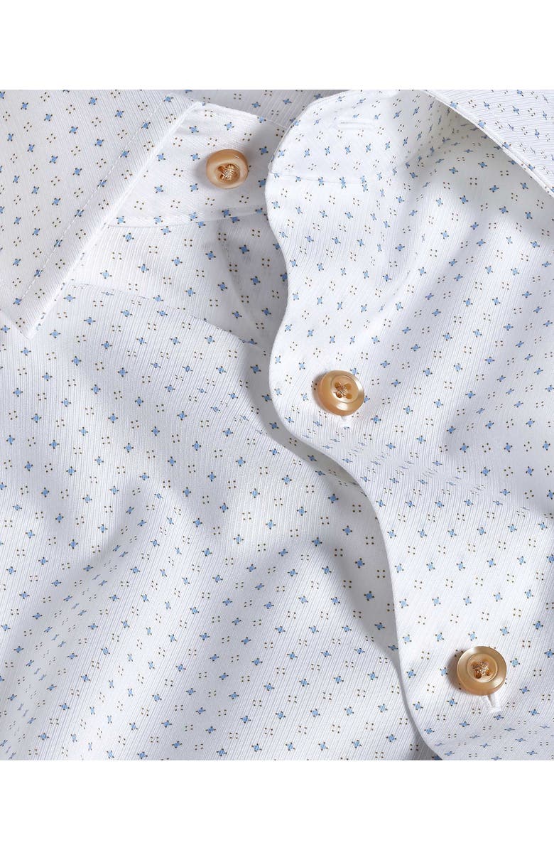 David Donahue Trim Fit Neat Cotton Dress Shirt, Alternate, color, White/ Dune