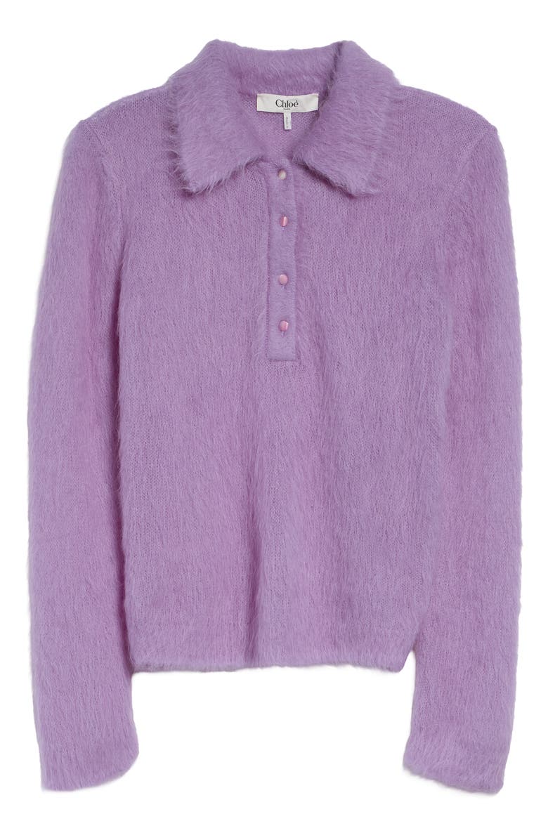 Chloé Brushed Alpaca Blend Polo Sweater, Alternate, color, Dreamy Lavender