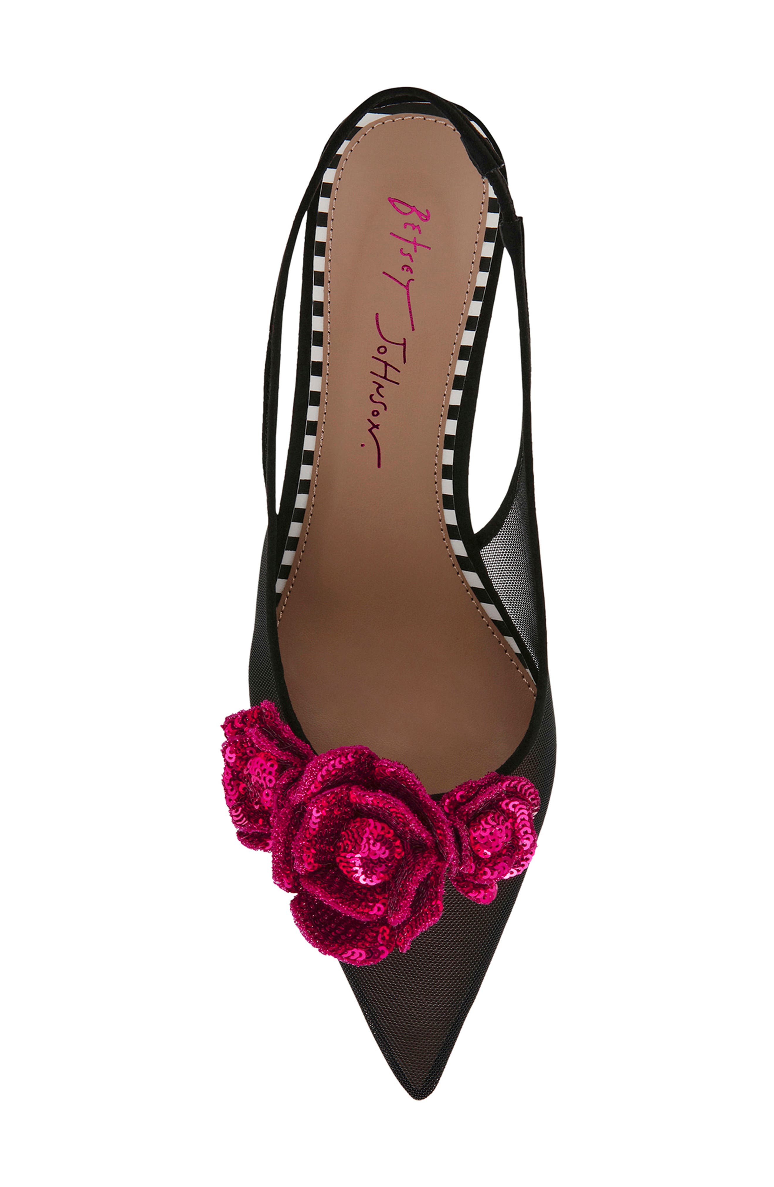 Betsey Johnson Aurorra Slingback Pointed Toe Kitten Heel Pump, Alternate, color, 