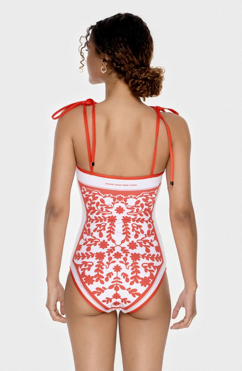 Jessie Zhao New York Crossing Red Reversible One-Piece Swimsuit, Alternate, color, Red