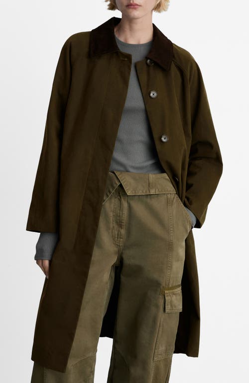 Mango Corduroy Collar Cotton Coat In Khaki Green