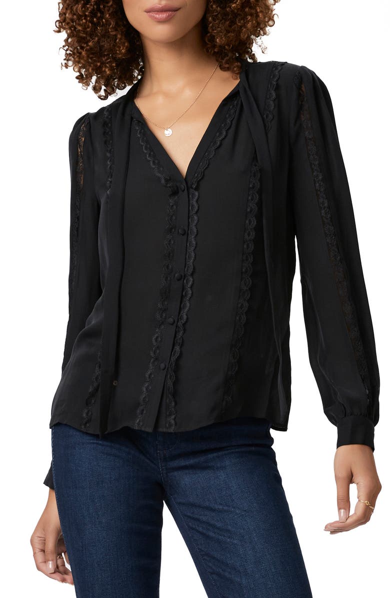 PAIGE Gardena Long Sleeve Silk Georgette Top, Alternate, color, 