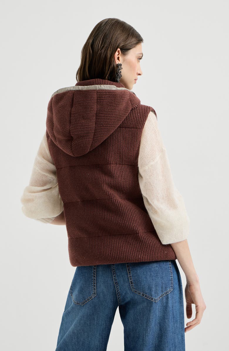 Brunello Cucinelli Knit down vest, Alternate, color, Bordeaux