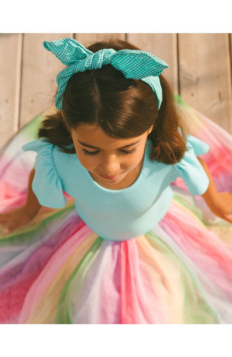 Deux par Deux Girl's Bi-Material Dress With Printed Mesh Skirt Multicolored, Alternate, color, 