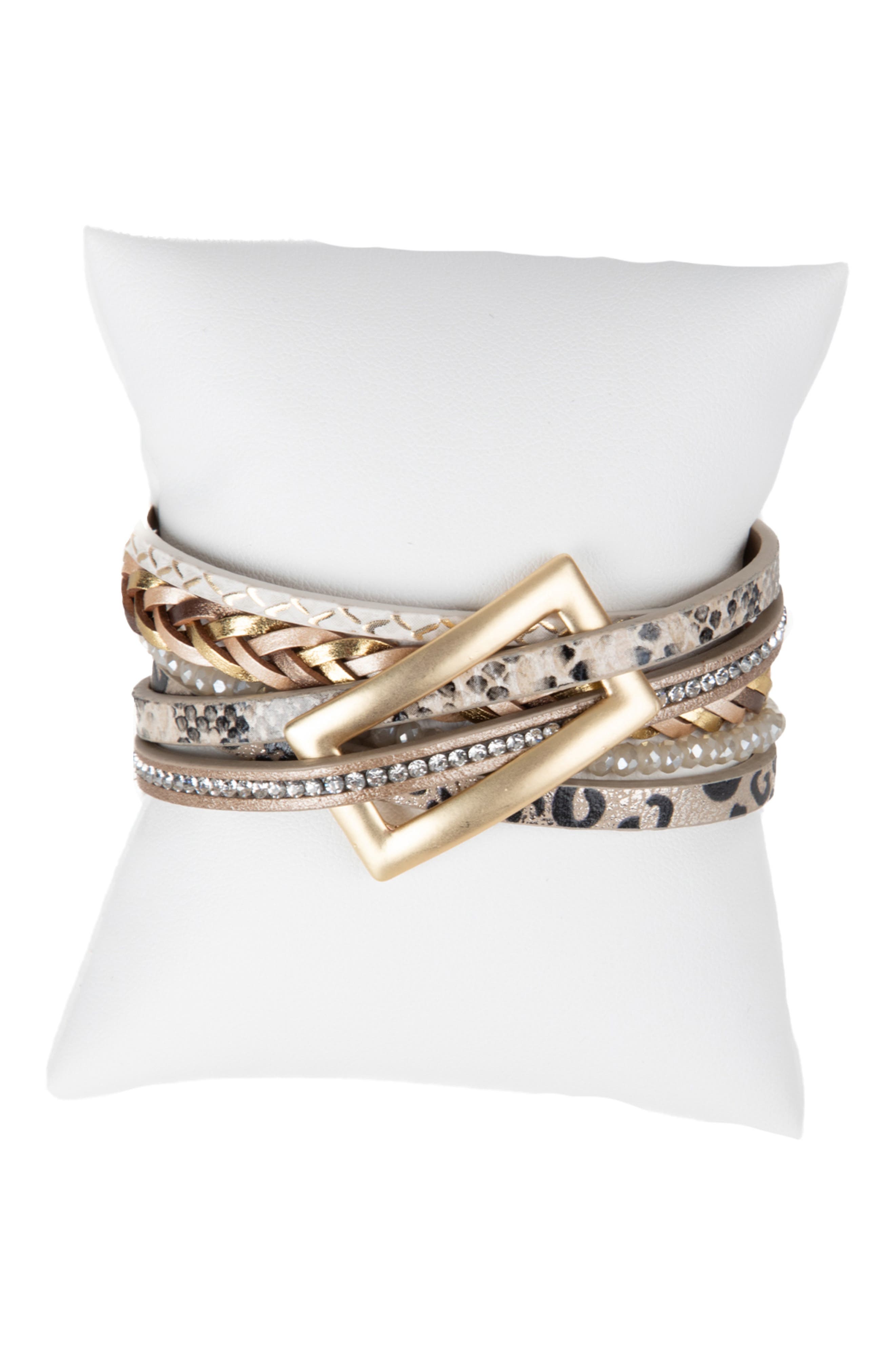 SAACHI Embossed Faux Leather Buckle Bracelet
