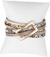 SAACHI Embossed Faux Leather Buckle Bracelet