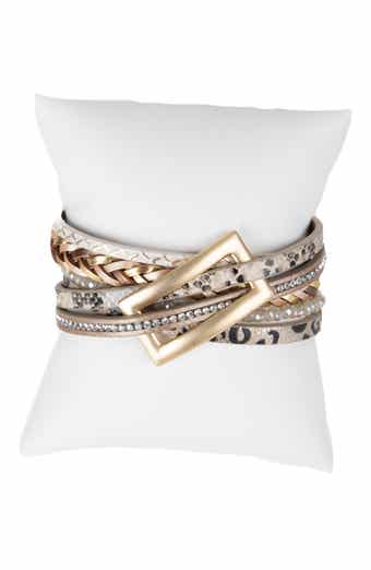 SAACHI Embossed Faux Leather Buckle Bracelet
