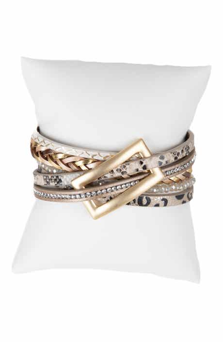 SAACHI Embossed Faux Leather Buckle Bracelet