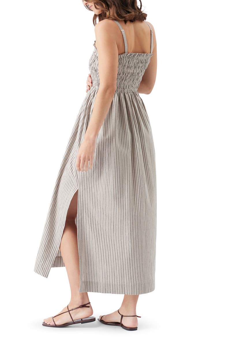 Ripe Maternity Leo Stripe Shirred Maternity Dress with Side Splits, Alternate, color, Natural / Black