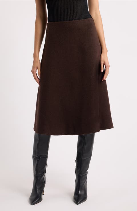 Vukina Double Face Wool & Lyocell Midi Skirt