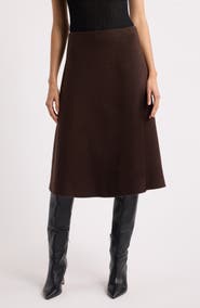 BOSS Vukina Double Face Wool & Lyocell Midi Skirt