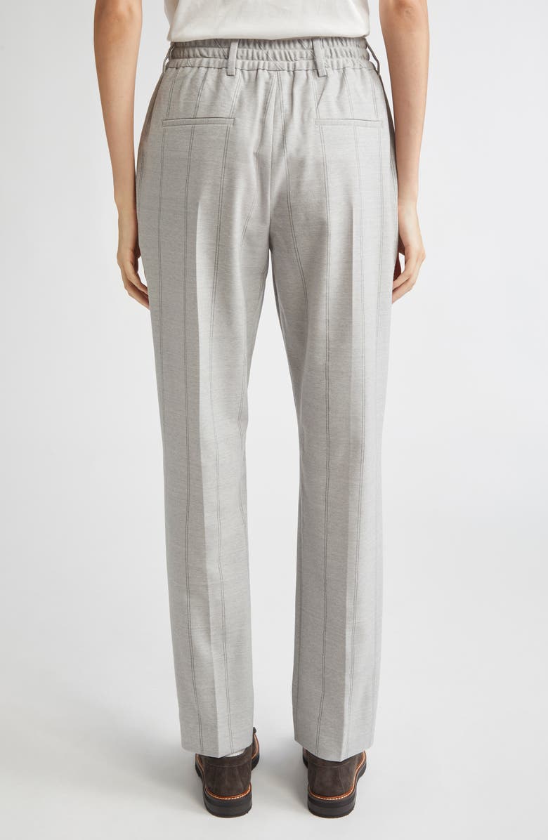 Eleventy Stripe Stretch Wool Flannel Narrow Leg Pants, Alternate, color, Light Gray Melange