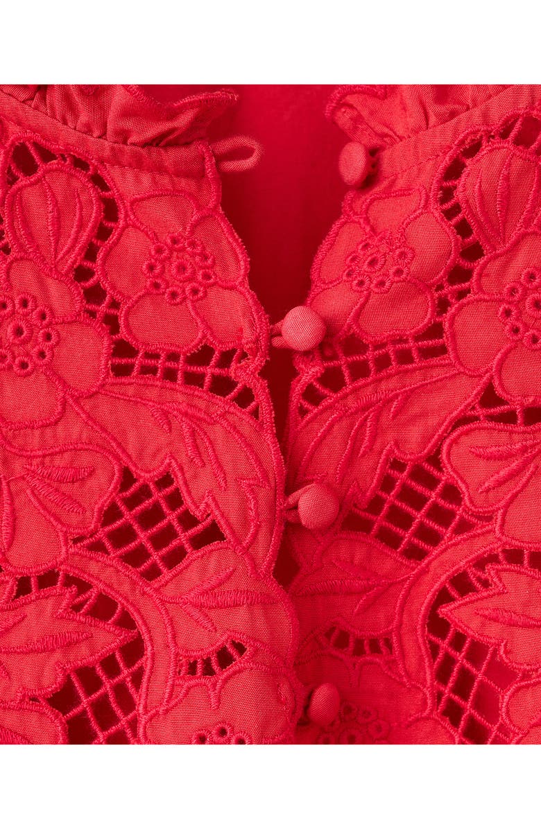 MANGO Cotton Ruffle Trim Broderie Anglaise Top, Alternate, color, 